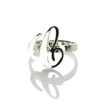 Personalised Carrie Initial Letter Ring Sterling Silver Personalised Carrie Initial Letter Ring Sterling Silver