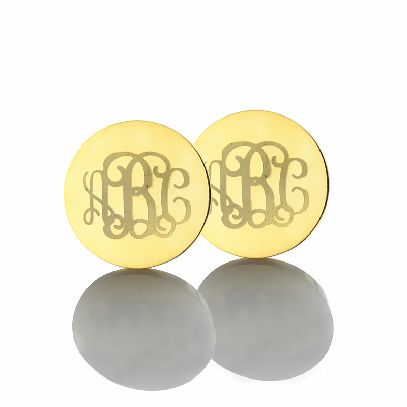Engraved monogram stud earrings