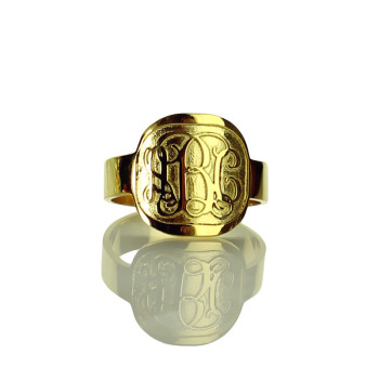 Engraved Designs Monogram Ring 18ct Gold Plated Engraved Designs Monogram Ring 18ct Gold Plated