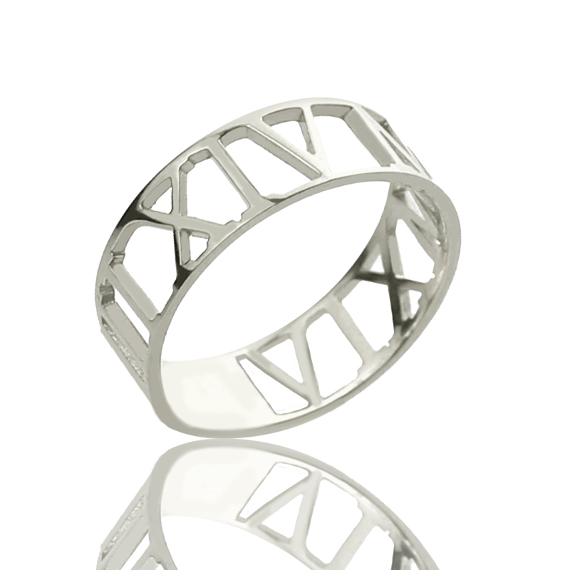 Custom Sterling Silver Roman Numerals Ring Custom sterling silver ring engraved with Roman numerals