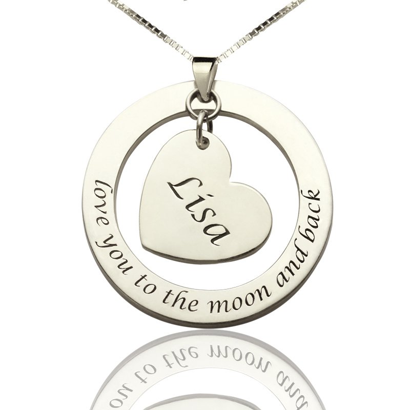 Personalised Love You heart necklace with dangling charms