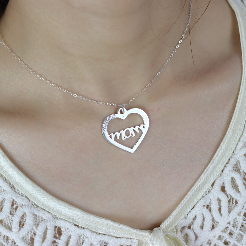 Mother's birthstone heart necklace alternate view