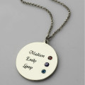 Grandma's Disc Birthstone Necklace Grandma's disc birthstone necklace with engraved family names