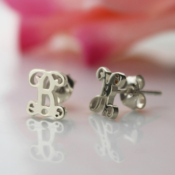 Personalised Single Monogram Stud Earrings Sterling Silver Personalised Single Monogram Stud Earrings Sterling Silver