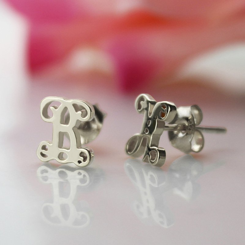 Personalised single monogram stud earrings