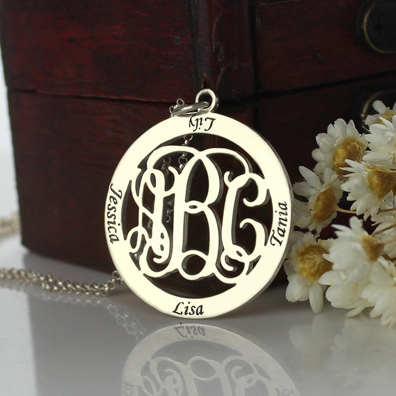 Personalised family monogram name necklace