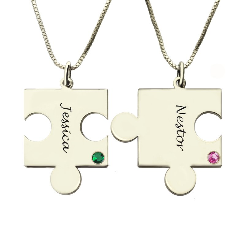 Engraved puzzle necklace product image