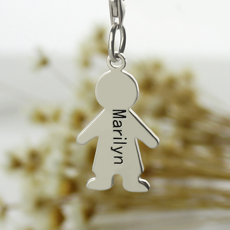 Personalised Silver Boy Pendant Product View Personalised silver boy pendant with lobster clasp, product view