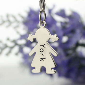 Personalised Baby Girl Pendant Necklace With Name Silver