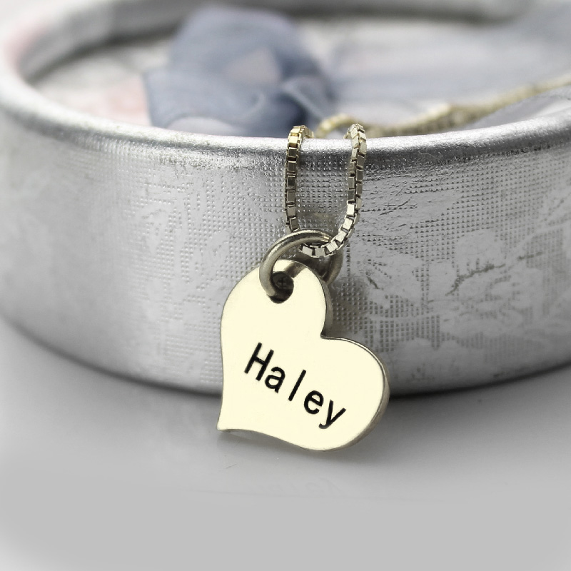 Couples Name Dog Tag Necklace Set Couples name dog tag necklace set with cut-out heart