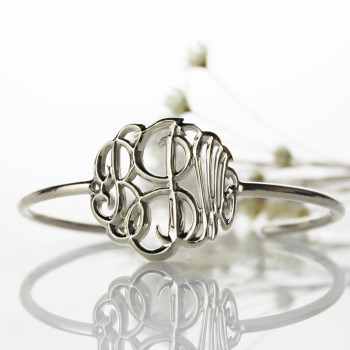 Personalised Monogram Bangle Bracelet Hand-crafted Sterling Silver Personalised Monogram Bangle Bracelet Hand-crafted Sterling Silver