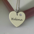 Sterling Silver Heart Name Necklace Product View Sterling silver heart name necklace with optional birthstone, product view
