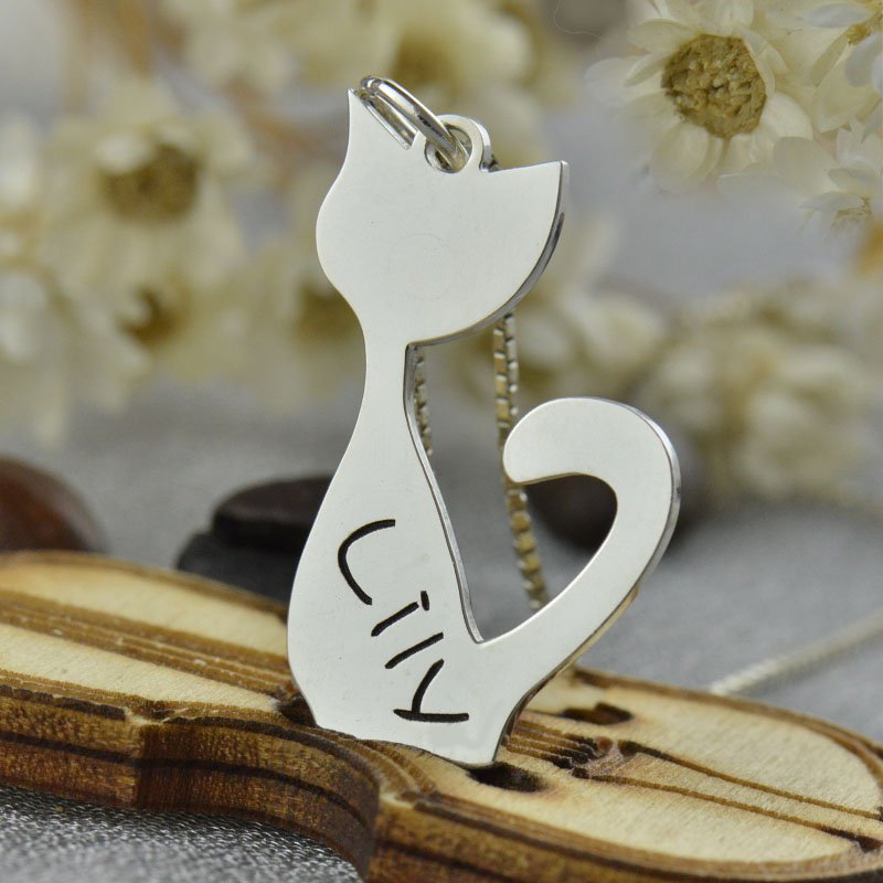Personalised Cat Name Charm Necklace Personalised cat name charm necklace product image