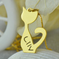 Custom cat name pendant necklace detail