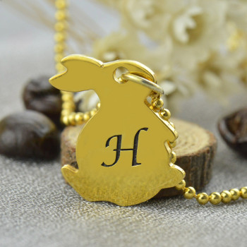 Tiny Rabbit Initial Charm Necklace 18ct Gold Plated Tiny Rabbit Initial Charm Necklace 18ct Gold Plated
