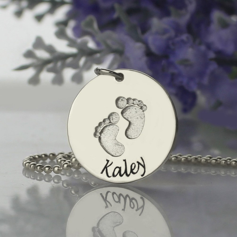 Memory Baby Footprints Name Necklace product view
