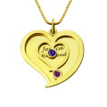 Double Heart Birthstone Name Necklace Personalised double-heart birthstone name necklace product image