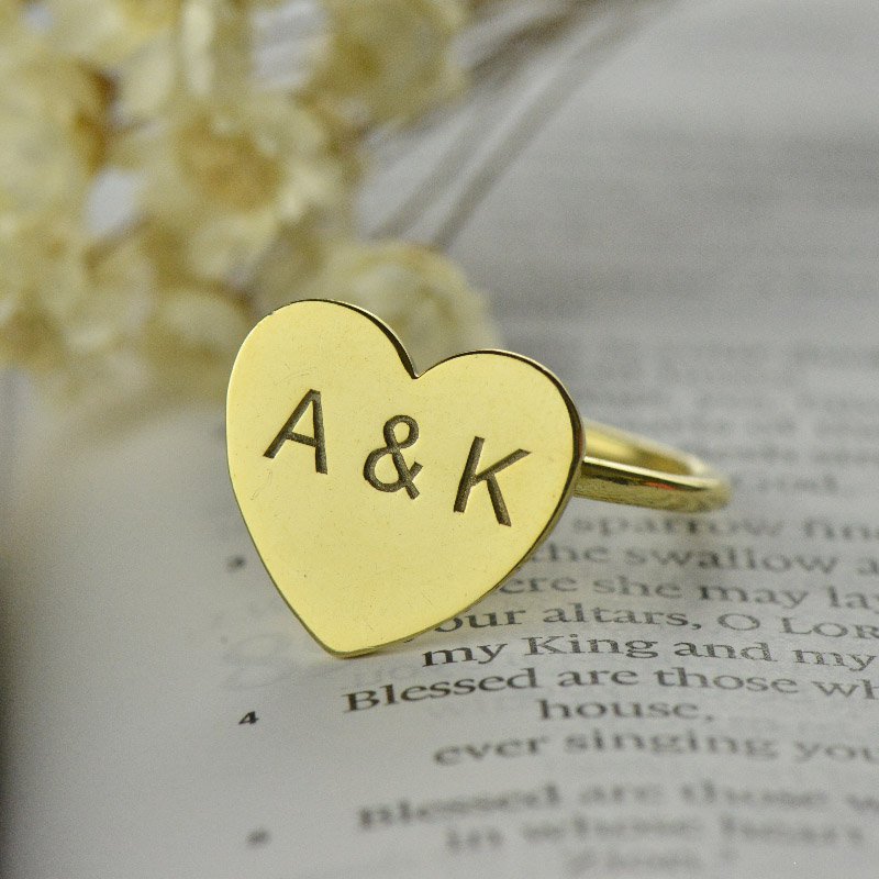Engraved Sweetheart Ring with Double Initials Engraved Sweetheart Ring with Double Initials product image