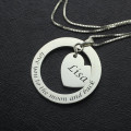 Custom Promise Necklace with heart and disc pendant