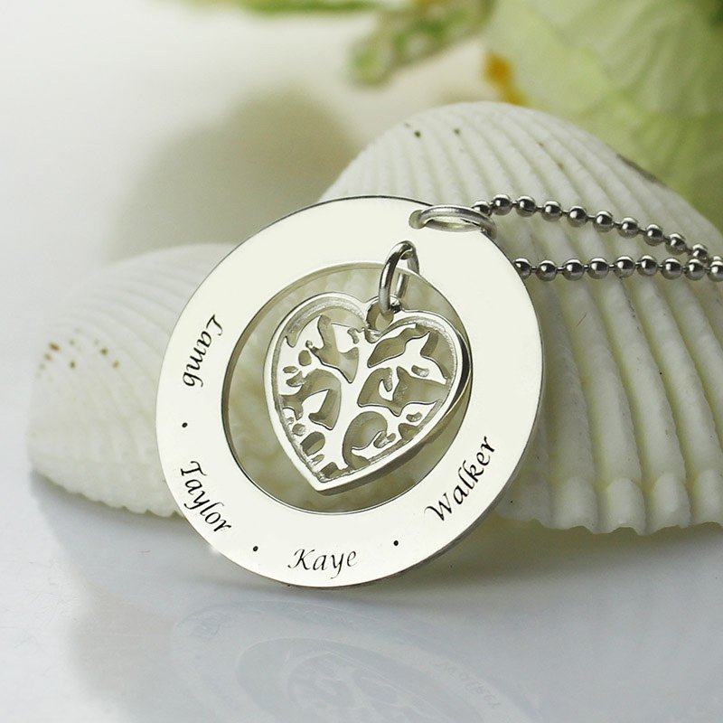 Personalised Heart Family Tree Necklace View Personalised heart family tree necklace product view