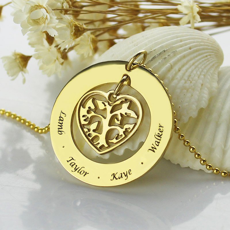 Circle family tree pendant necklace gallery image