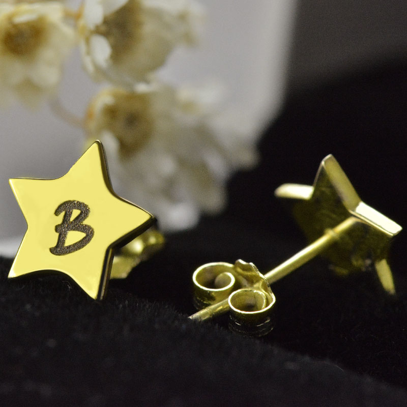 Star stud initial earrings product image
