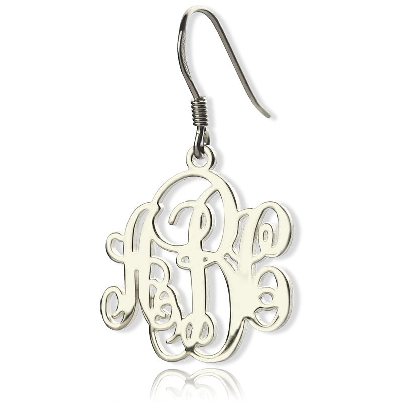Sterling Silver Script Monogram Earrings Sterling silver script monogram earrings product image