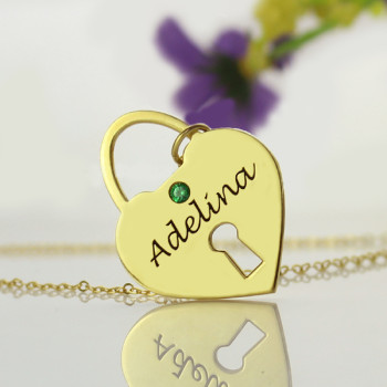 I Love You Heart Lock Keepsake Necklace With Name 18ct Gold Plated