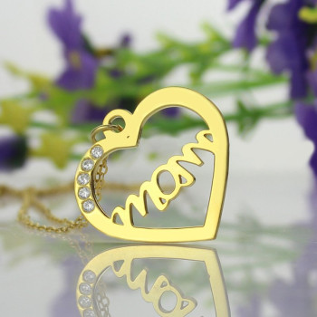 Mothers Heart Necklace With Birthstone 18ct Gold Plated Mothers Heart Necklace With Birthstone 18ct Gold Plated
