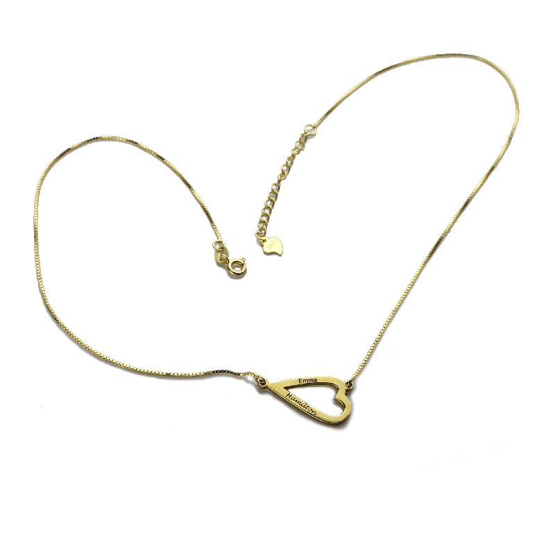 Open Heart Engraved Name Jewellery Set Open heart engraved name necklace and bracelet set view