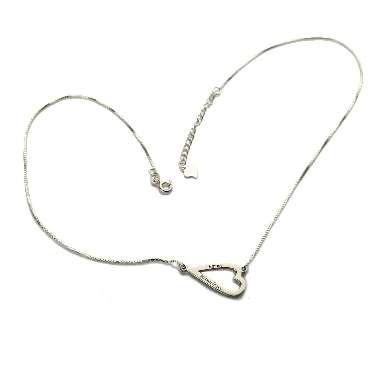 Open heart personalised name necklace and bracelet set
