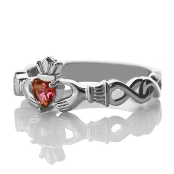 Ladies Claddagh Rings With Birthstone Name White Gold Plated Silver Ladies Claddagh Rings With Birthstone Name White Gold Plated Silver