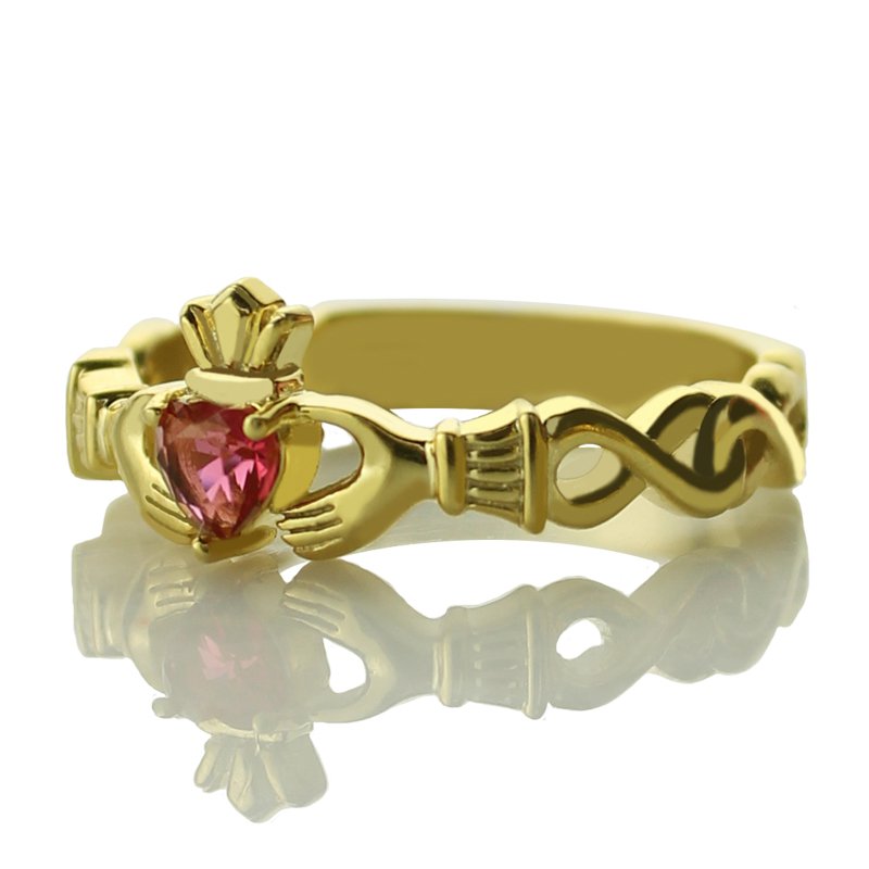 Personalised Modern Claddagh Birthstone Name Ring Personalised modern Claddagh birthstone name ring