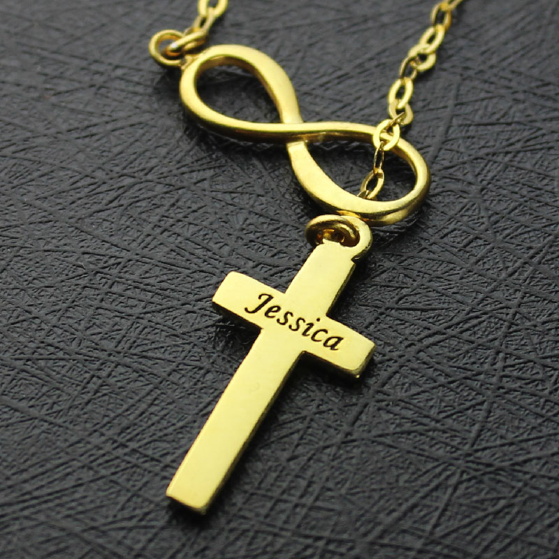 Infinity symbol cross name necklace product image