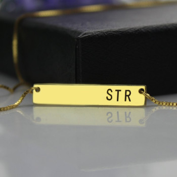 Personalised Initial Bar Necklace 18ct Gold Plated Personalised Initial Bar Necklace 18ct Gold Plated