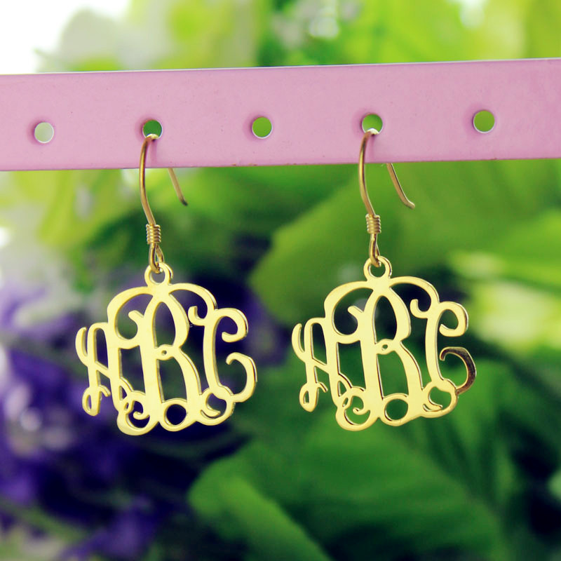 Personalised Monogram Earrings Personalised circle monogram earrings with scripted initials