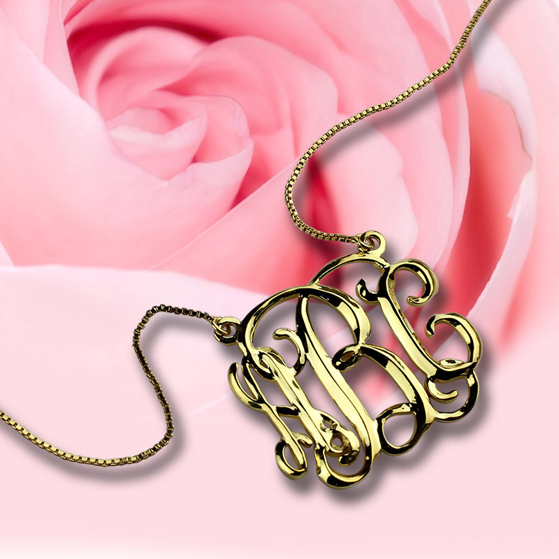 Custom Cube Monogram Initials Necklace Custom cube monogram initials necklace product image