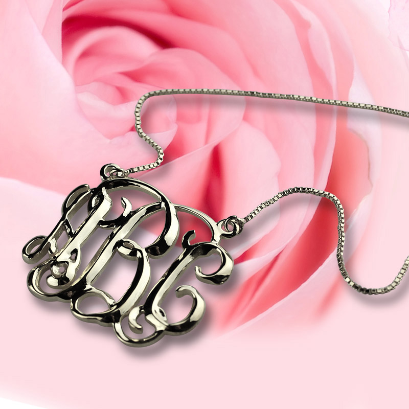 Cube Monogram Initials Necklace Detail Personalised cube monogram initials necklace detail