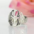Personalised hand-drawn monogram ring view