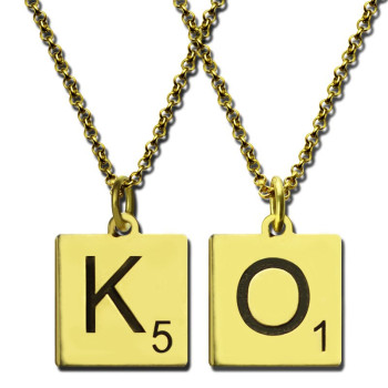 Engraved Scrabble Initial Letter Necklace 18ct Gold Plated Engraved Scrabble Initial Letter Necklace 18ct Gold Plated