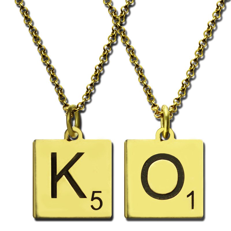 Engraved Scrabble initial letter necklace product image