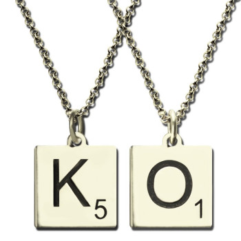 Scrabble Initial Letter Necklace Sterling Silver Scrabble Initial Letter Necklace Sterling Silver