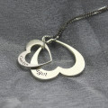 Personalised double heart pendant necklace with names