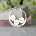 Personalised silver family name pendant for Mum