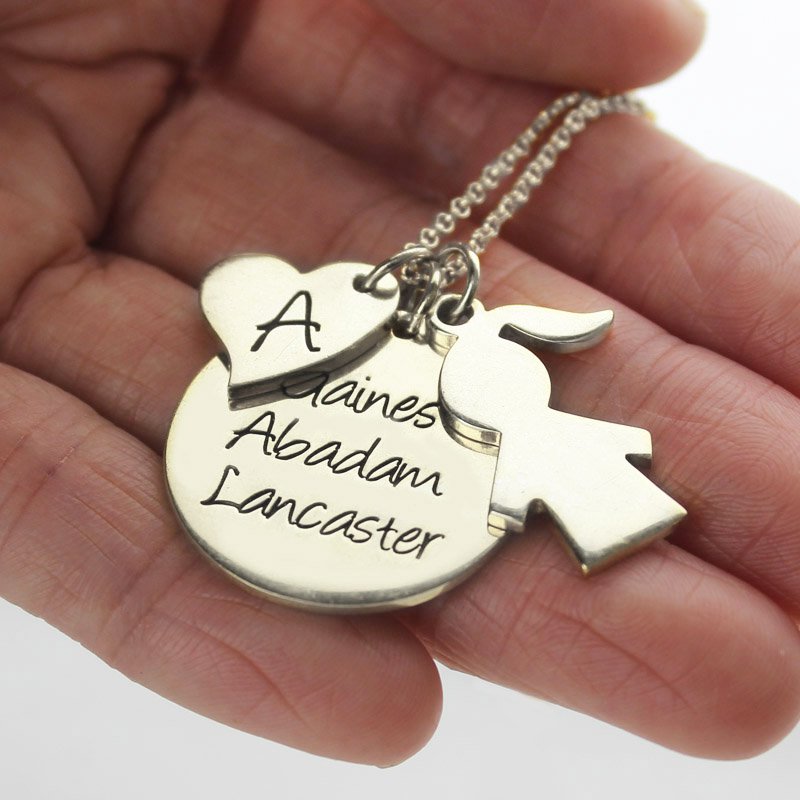 Engraved Mother Name Disc Necklace Engraved mother name disc necklace