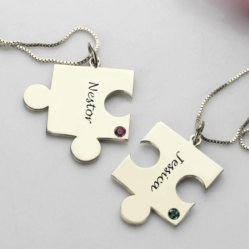 Engraved puzzle necklace product image