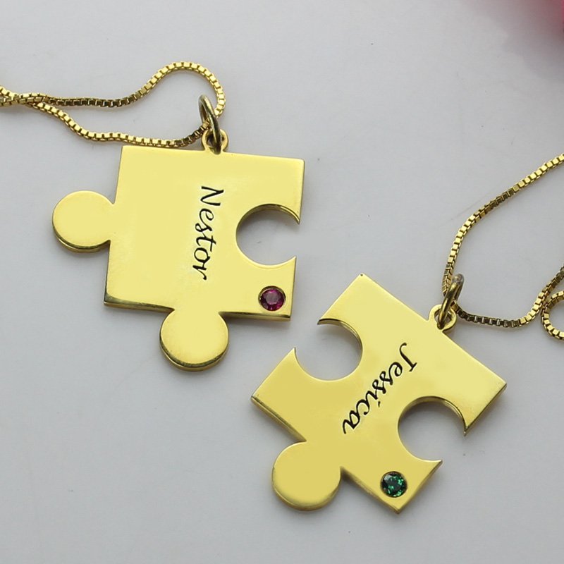 Matching personalised puzzle necklace pendant