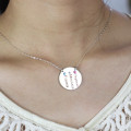 Personalised silver disc name necklace detail