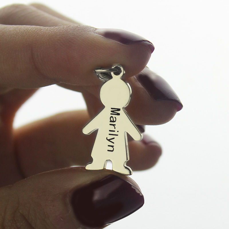 Personalised Silver Boy Pendant Product View Personalised silver boy pendant with lobster clasp, product view