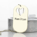 Couples Name Dog Tag Necklace Set Couples name dog tag necklace set with cut-out heart